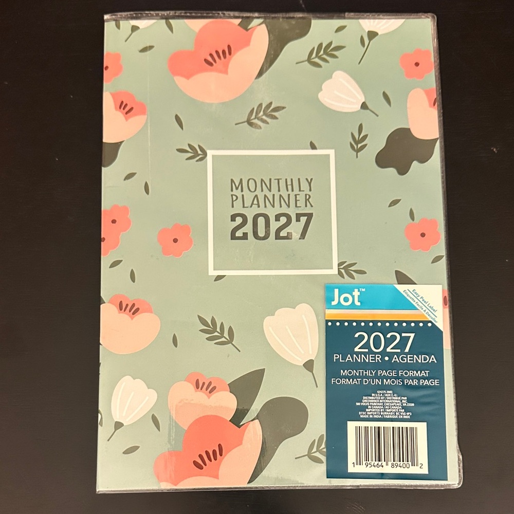 Jot 2027 Monthly Planner - Mint Green Floral